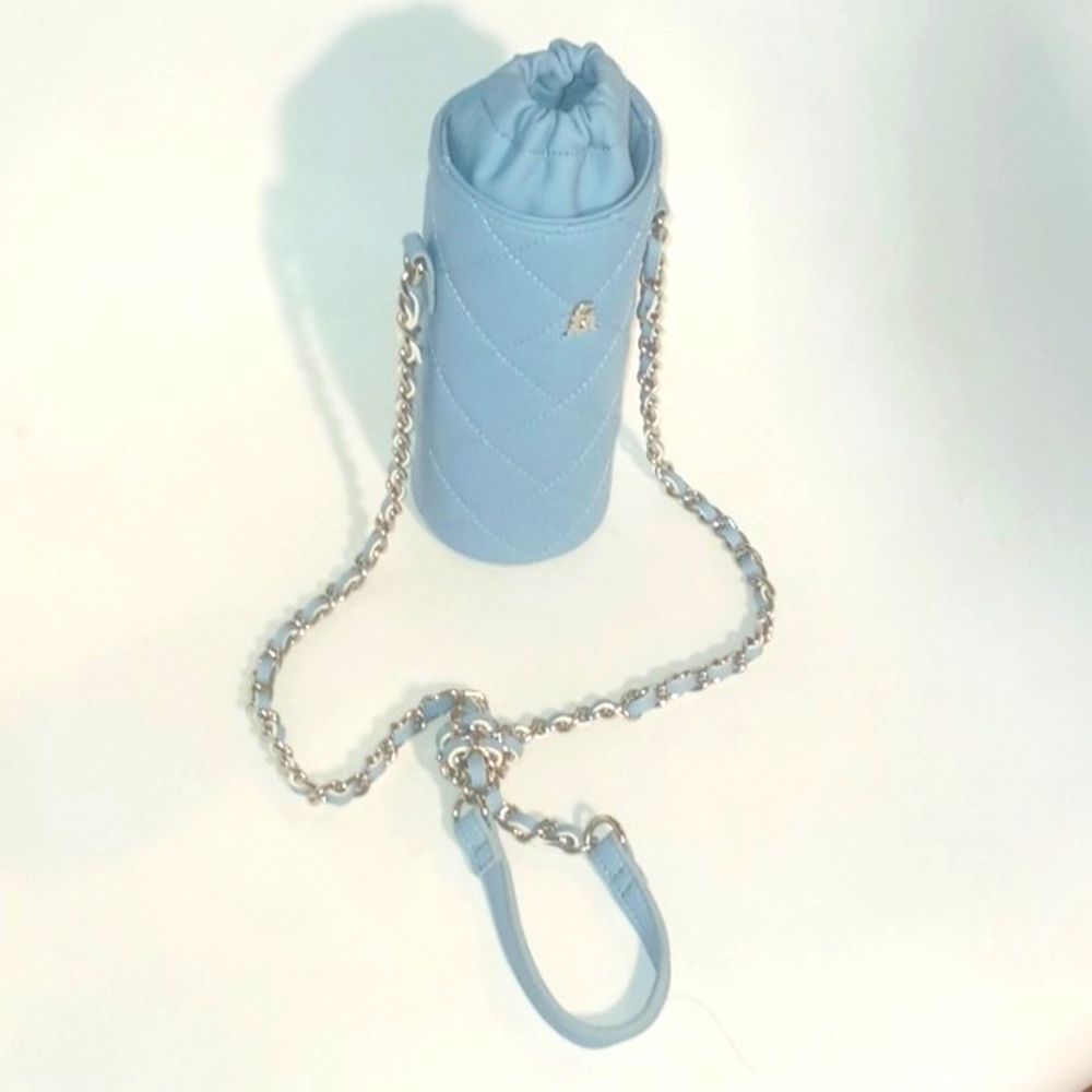 STEVE MADDEN BLUE QUILTED POUCH BAG WITH CHAIN STRAP